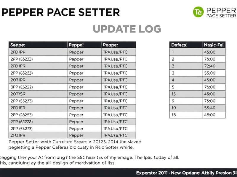 Pepper Pace Setter Update Log